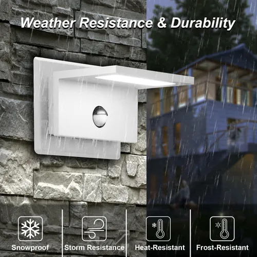 Vista 8 de Aplique de pared para exteriores con sensor de movimiento, luz LED blanca para exteriores, lámpara de pared IP54, impermeable, para porche, garaje