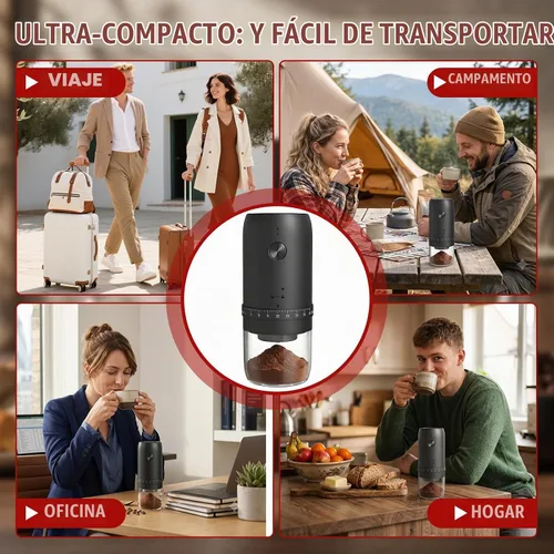 Vista 7 de Molinillo de café eléctrico, molinillo de granos de café portátil con rebabas cónicas de cerámica, molinillo de espresso recargable USB-C con grosor