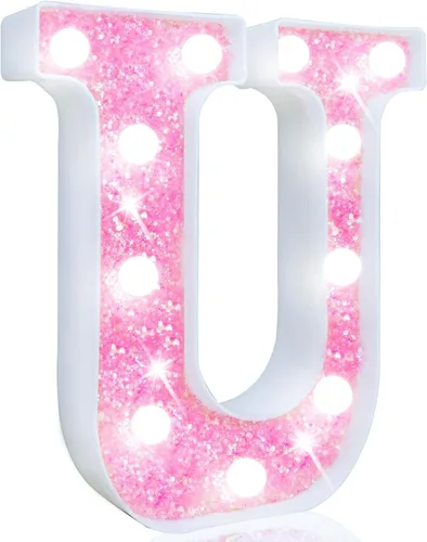 Vista 16 de Pooqla Luces de números de marquesina, números de luz rosa para niñas de 10.º cumpleaños, funciona con pilas, luz nocturna de número con purpurina