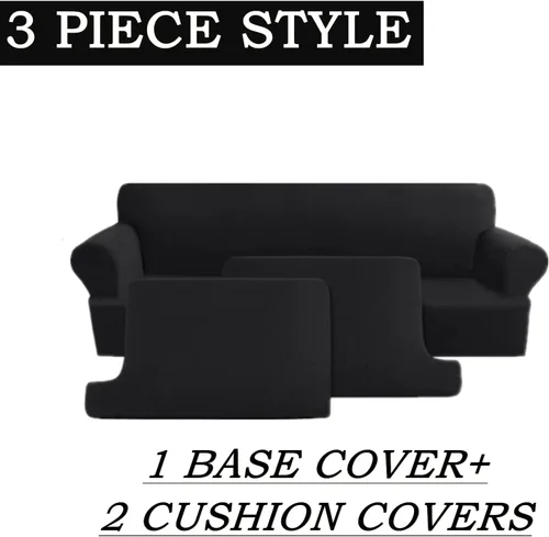 Vista 4 de Fundas para sofá de 3 piezas con cojines en forma de T, funda gruesa para sofá, protector de muebles, fundas elásticas para sofá con cojines