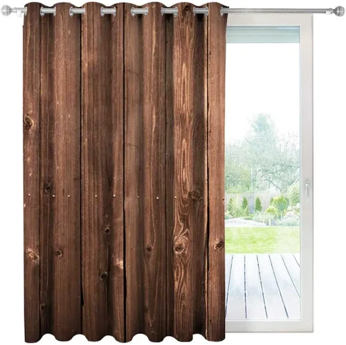 Vista 2 de Cortinas de pared de madera vieja con grano para cuadros de habitación y cortinas de oscurecimiento para ambientación, 1 panel, 40 pulgadas de ancho