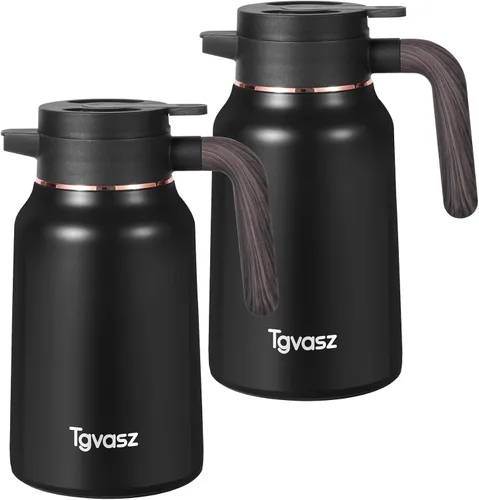 Vista 11 de Jarras de 34 onzas para líquidos calientes, de acero inoxidable, aisladas al vacío, jarras de café térmicas para mantener el calor, dispensador