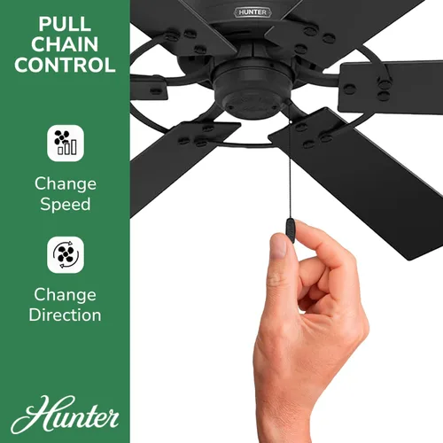 Vista 4 de Hunter Gilrock 51817 - Ventilador de techo interior de 52 pulgadas, sin luz, 6 aspas, montaje estándar, para dormitorio, sala de estar o cocina