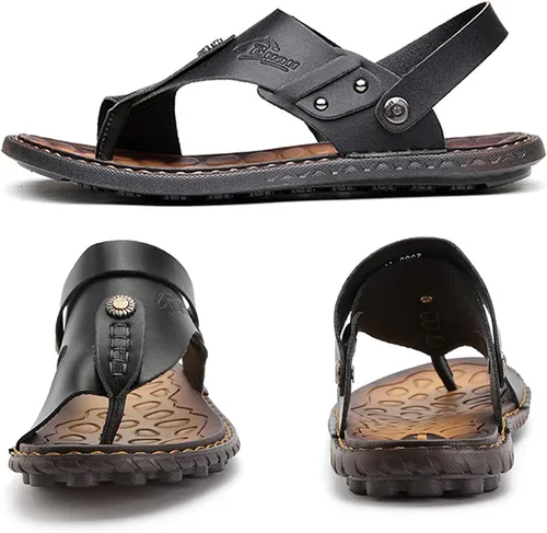 Vista 3 de Sandalias para hombre con anillo de dedo del pie, estilo casual, de verano, color negro