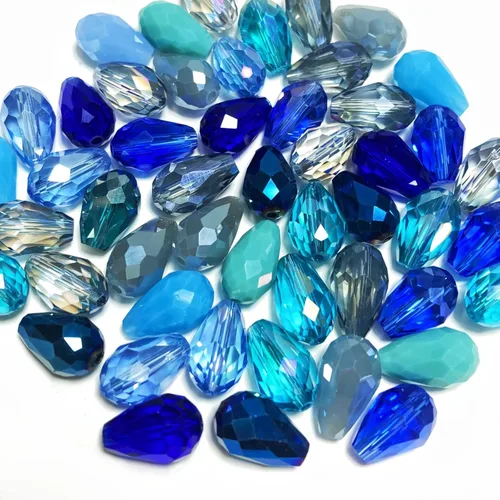 Vista 7 de 200 piezas Cuentas de cristal con forma de lágrima 3x5mm con orificio vertical, facetas, cuentas espaciadoras de cristal para pulseras, collares
