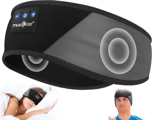 Vista 15 de MUSICOZY - Diadema para dormir con auriculares Bluetooth 5.4, audífonos inalámbricos con máscara para los ojos, orejeras HD para entrenamiento