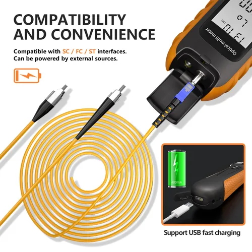 Vista 5 de Mini probador de cable de fibra óptica con batería de litio 400mAh, medidor de potencia de fibra óptica para conector universal FC/SC/ST