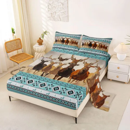 Vista 38 de Erosebridal Western Aztec Sheets Twin Brown Bull Skull Bed Sheets Set Southwestern Boho Sheet Set for Boys Girls Rustic Farmhouse Bed Sets 3Pcs