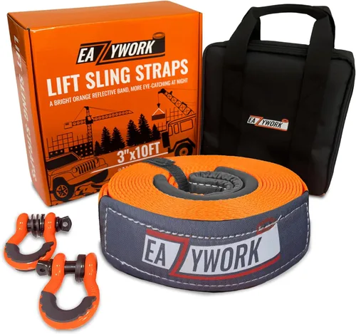 Correas de eslinga de elevación súper resistentes de 3"x10 pies, capacidad de carga de rotura de 25000 libras, eslinga de elevación para trabajo