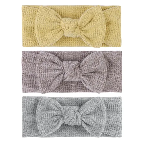 Vista 10 de Diadema para el cabello con lazos, lazo clásico para la diadema para bebé, niña, accesorios para el cabello, 3 piezas, beige, caqui oscuro, rosa