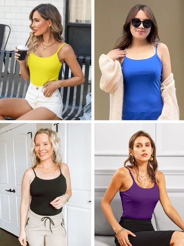 Vista 8 de V FOR CITY Camisola de algodón con tirantes delgados ajustables para mujer, paquete de 2