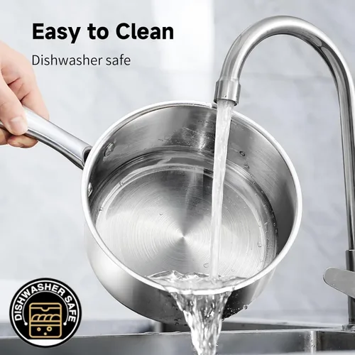 Vista 5 de SLOTTET Juego de Cacerolas de Acero Inoxidable de 1 Cuarto y 2 Cuartos con Tapa, 4 Piezas Cacerolas Antiadherentes, Ollas de Cocina Pequeñas