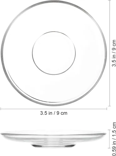 Vista 3 de Angoily Platos de cristal, 4 platillos para tazas de té, cuencos de inmersión transparentes, plato de postre de cristal para fiesta, pequeño