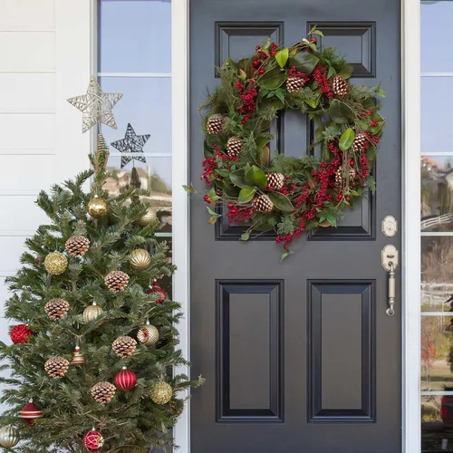 Vista 7 de 24 piñas de pino natural de Navidad, piñas rústicas con cuerda para manualidades y decoración de invierno Xmax Holidays jarrón y relleno de tazón