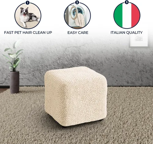 Vista 5 de PAULATO BY GA.I.CO. Funda para Otomana Pequeña Funda para Taburete Funda para Puf - Funda de Tela de Poliéster Suave - Protector de Muebles Elástico