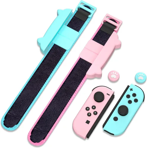 Vista 2 de NANANINO Dance Switch Wristband, Wrist Bands for Dance Switch 2023 2022 2021 2020 2019, Adjustable Elastic Straps for Joy-Cons Controller - PinkBlue