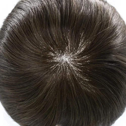Vista 315 de Toupee - Sistemas de reemplazo de cabello para hombre, encaje frontal suizo, nudo blanqueado, pieza de cabello humano natural