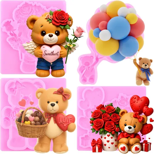 Vista 11 de Zixiang Molde de fondant de perlas 3D, molde de silicona para fondant, bolas de perlas semiesferas, moldes de chocolate para oso de peluche