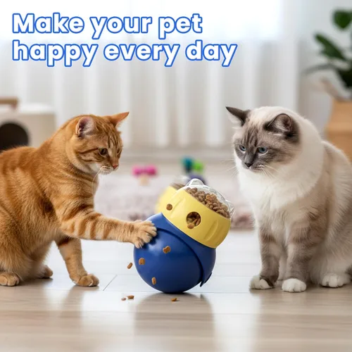 Vista 2 de Juguete interactivo de rompecabezas para gatos, dispensador de golosinas ajustable para gatos de interior, juguete de enriquecimiento de gatito