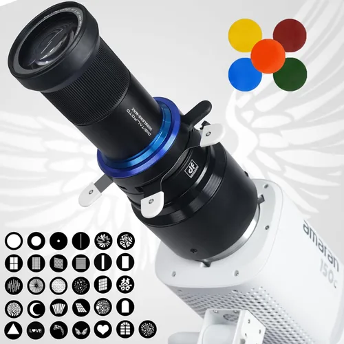 Snoot óptico de montaje Bowens para fotografía Amaran 150c, kit de gobos de snoot de foco para luz mono, compatible con Aputure Amaran 100X/D