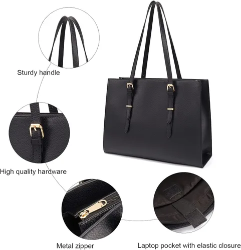 Vista 3 de Bolsa de mano para mujer, para el trabajo de profesores, 15.6 bolsas para laptop, bolso de playa