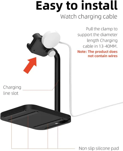 Vista 5 de Base de carga universal ajustable para reloj inteligente con soporte telescópico, compatible con Samsung Galaxy, Google Pixel, Huawei, Garmin