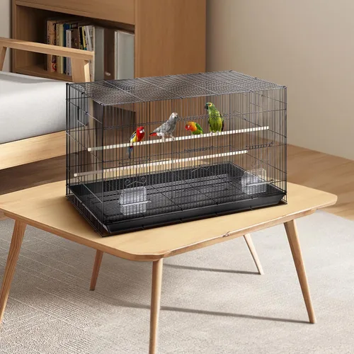 Vista 8 de VEVOR Jaula de pájaros de vuelo de 30 pulgadas, jaula apilable para periquitos con bandeja deslizante y asa, jaula de loros pequeños para cacatúas