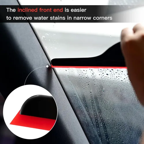 Vista 3 de NEWISHTOOL Herramientas de tinte de ventana, 3 limpiaparabrisas, limpiacristales laterales de silicona, escobilla de agua para automóvil con mango
