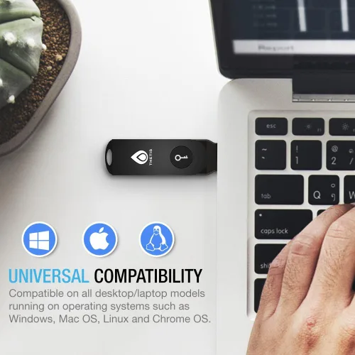 Vista 5 de Llave de seguridad FIDO U2F, Thetis [diseño plegable de aluminio] Autenticación universal de dos factores USB (tipo A) para protección adicional