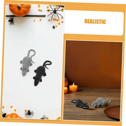 Vista 8 de Uonlytech 24pcs Realistic Fake Rat Prank Lightweight Mouse Figurines for Halloween Party Decorations Novelty Trick Joke Props Black and Gray