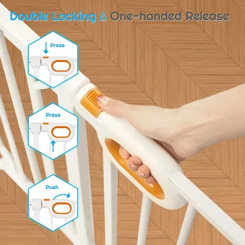 Vista 3 de owlie Puerta para bebés de interior de 75 a 85 pulgadas, puerta de seguridad extra ancha para perros, puerta de escalera grande, puertas ajustables