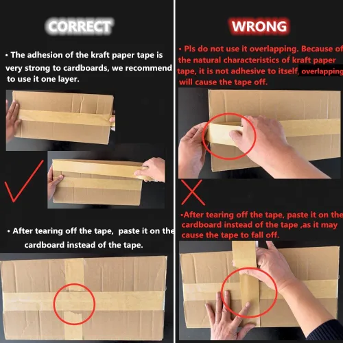 Vista 4 de LucaSng Cinta de papel kraft biodegradable para sellar, cinta de embalaje marrón cinta engomada para cajas de embalaje, sellado de cartón y cartón