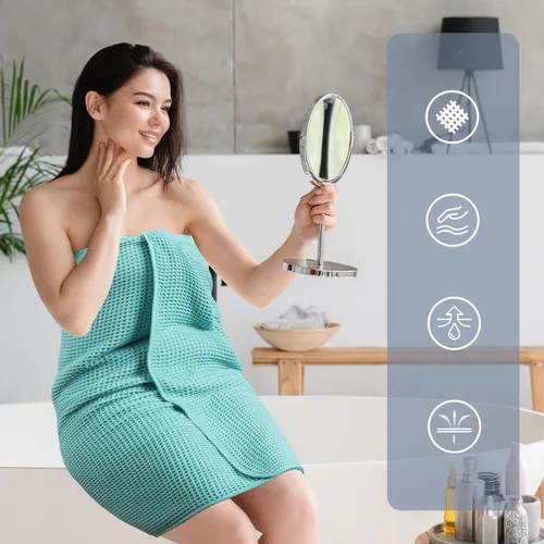 Vista 6 de POLYTE Juego de toallas de baño de gran tamaño de microfibra de secado rápido de 430 GSM, sin pelusas, 6 piezas (tejido de gofre)