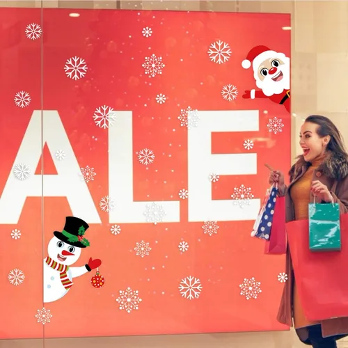 Vista 6 de 150 PCS Calcomanías Navideñas Adheribles para Ventanas de Papá Noel y Muñeco de Nieve para Decoraciones de Fiestas Navideñas