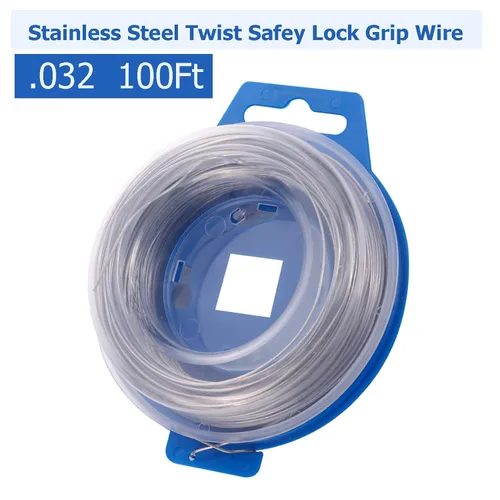 Vista 2 de Alambre de bloqueo de seguridad giratorio de acero inoxidable .032, 100 pies / 98.4 ft, utilizado para reparar motocicletas, aviones