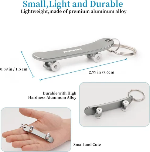 Vista 2 de munkees Paquete de 2 llaveros para abridor de botellas Skate, abridor de cerveza de aluminio, accesorios de viaje al aire libre, Gris
