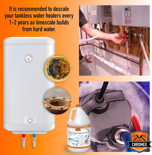 Vista 7 de Chromex - Solución para desincrustar calentadores de agua sin tanque Desincrustante altamente efectivo, 1 galón