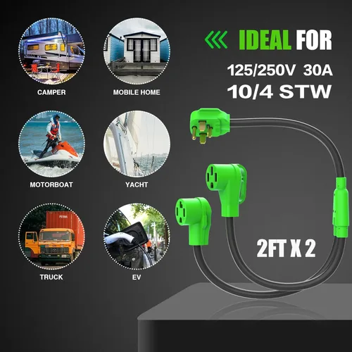 Vista 8 de NEMA 14-30P a 14-30R/14-50R Divisor adaptador Y para secadora, cable adaptador de enchufe de salida de secadora de 4 puntas, 250 voltios, 10 AWG