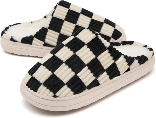 Jaeynow Pantuflas mullidas para mujer en interiores, zapatos de casa unisex de espuma viscoelástica para hombre, zapatos de invierno cálidos de
