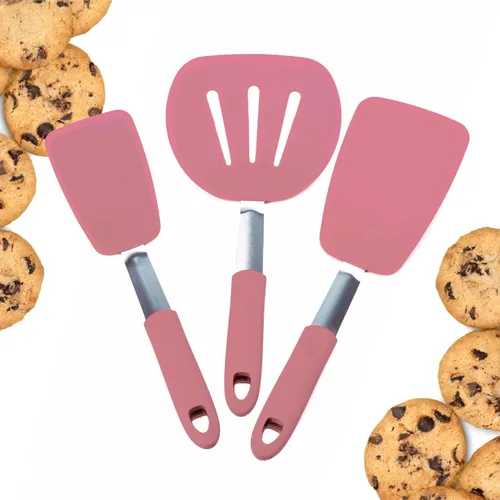 Vista 15 de Starpack - Juego de espátulas flexibles de silicona flexible (3 piezas) – Espátulas resistentes al calor para cocinar huevos de 600 °F – Espátula