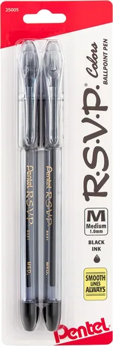 Vista 8 de Pentel R.S.V.P. Colors - Bolígrafo mediano, tinta surtida, paquete de 5 unidades (BK91CRBP5M)