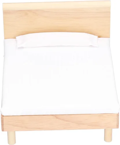 Vista 9 de 1:12 Casa de muñecas Cama doble Roble Muebles en miniatura Casa de muñecas Decoración Accesorios para niñas