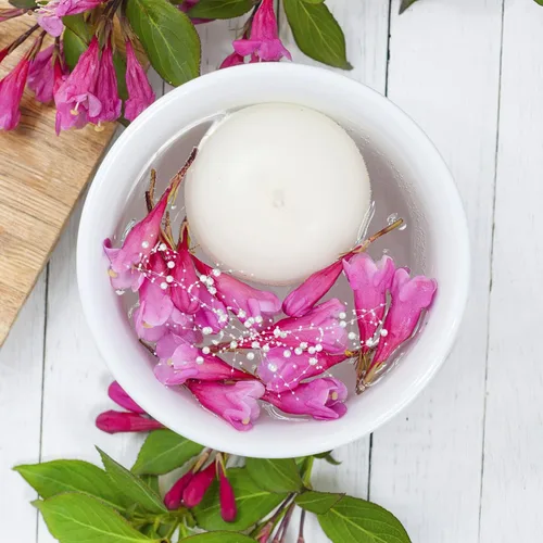 Vista 9 de Velas flotantes, velas flotantes, perlas artificiales, cadena de cuentas, guirnalda de flores, alambre con cuentas para decoración de bodas