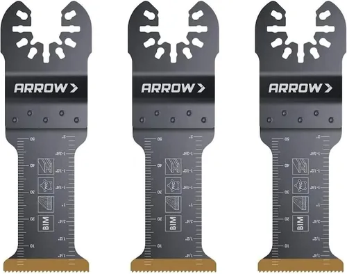 Vista 5 de Arrow OSC201-1 Cuchillas oscilantes bimetálicas con revestimiento de titanio para metal (no ferroso), madera, madera con clavos, PVC, paneles