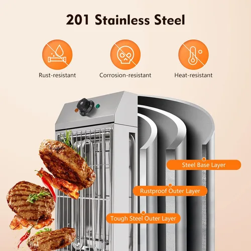 Vista 5 de Parrilla eléctrica para interiores sin humo, parrilla eléctrica con control de temperatura ajustable a 572 ℉ antiadherente para interior barbacoa