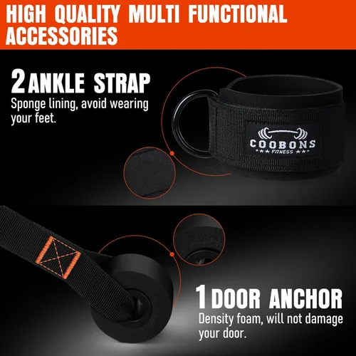 Vista 7 de Resistance Bands with Handles, 175lb Exercise Bands for Working Out, Fitness Bands, Workout Bands with Door Anchor and Ankle Straps, Physical