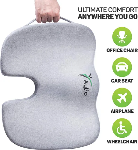 Vista 5 de Aylio Cojín para el coxis apoyo para la espalda, alivio del dolor del cóxis y el ciático, con funda lavable