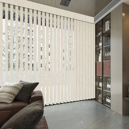 Vista 2 de Persianas verticales opacas para ventana, persianas de lino beige personalizadas para ventana, ahorro de energía, protección UV, reducción de ruido