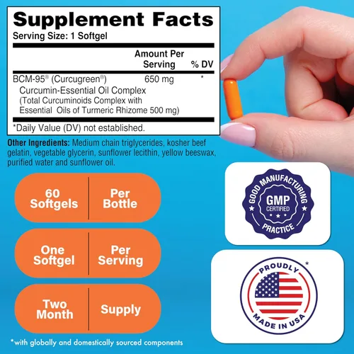 Vista 2 de Curcu, gel ultra de 0,018 oz, BCM-95 realza la absorción de la curcumina, HTN0210, 60