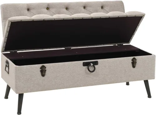 Vista 32 de Banco de almacenamiento de abeto de madera maciza crema para dormitorio, sala de estar, extremo de la cama, 43.3 x 11.8 x 15 pulgadas